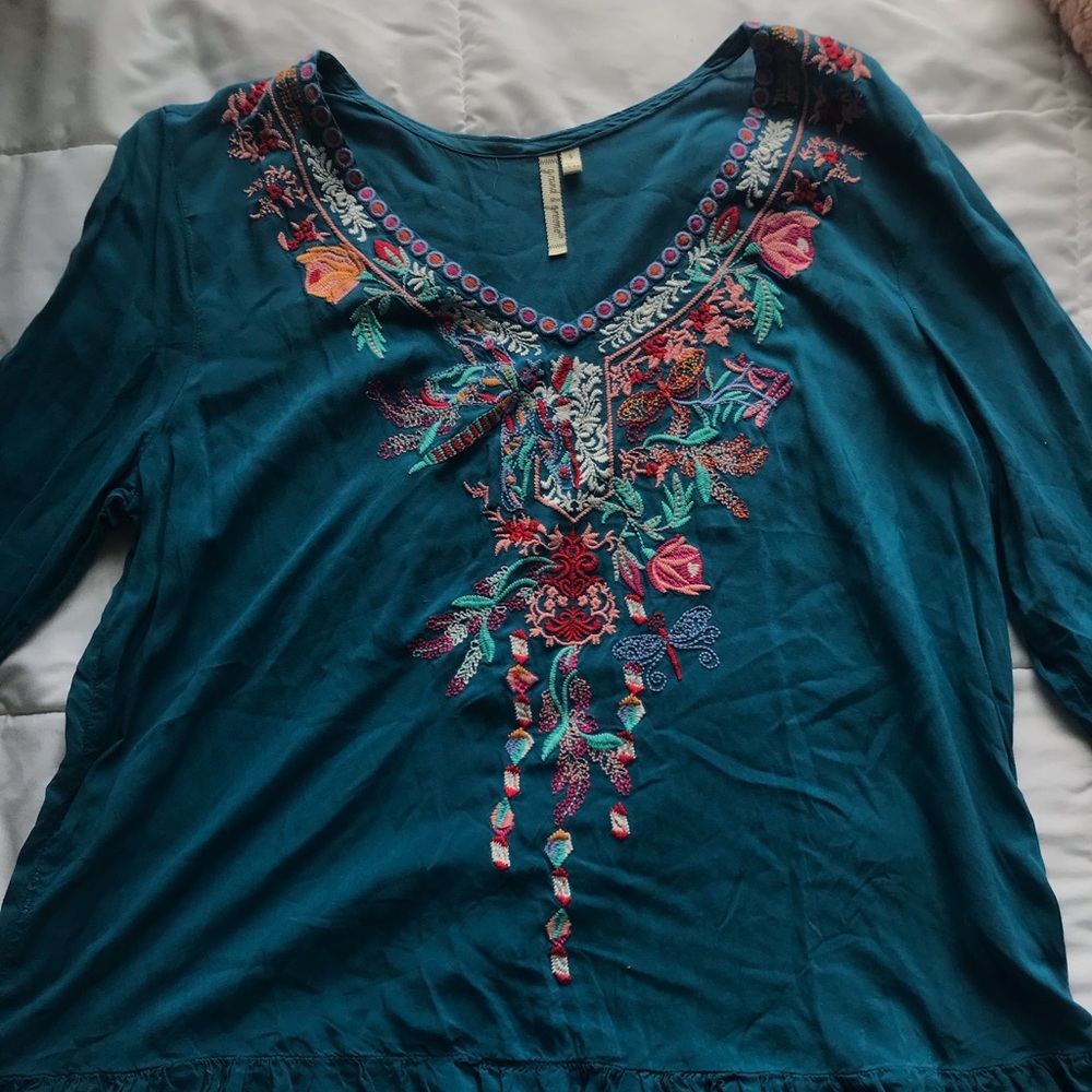 Blue blouse with embroidered details!